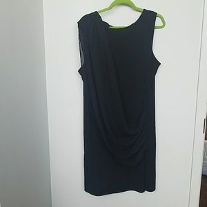 Black midi dress with drape